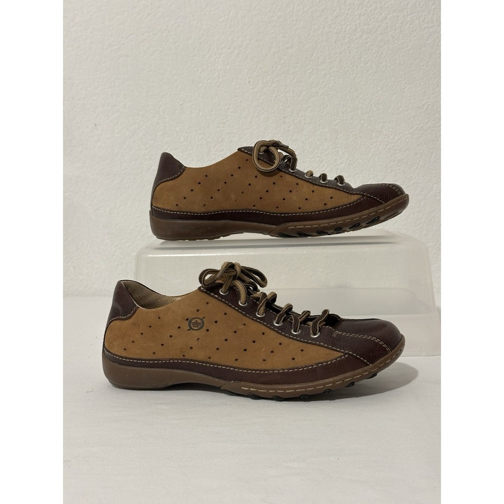 Born Hawkeye Brown Leather 2 Tone Oxford Lace Up Casual Comfort Shoe Womens Sz 8